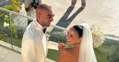 لاعب سلة الزمالك ينشر صور زفافه على الفنانة ريم عامر